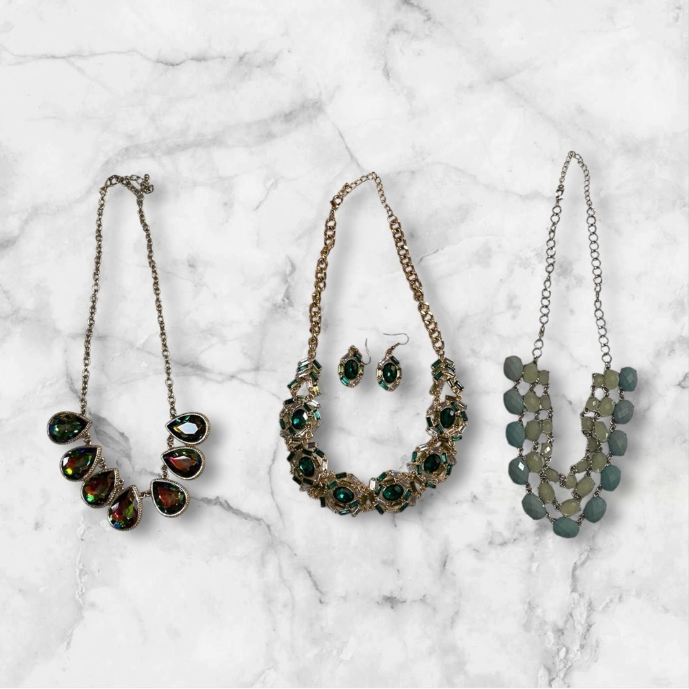 Jewelry Bundle Vibrant Colors Statement Necklace Earrings Set of 4